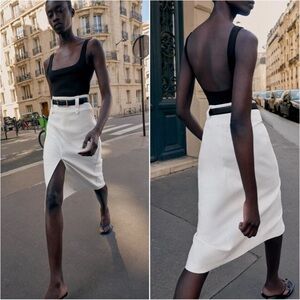 ZARA BELTED PENCIL MIDI SKIRT